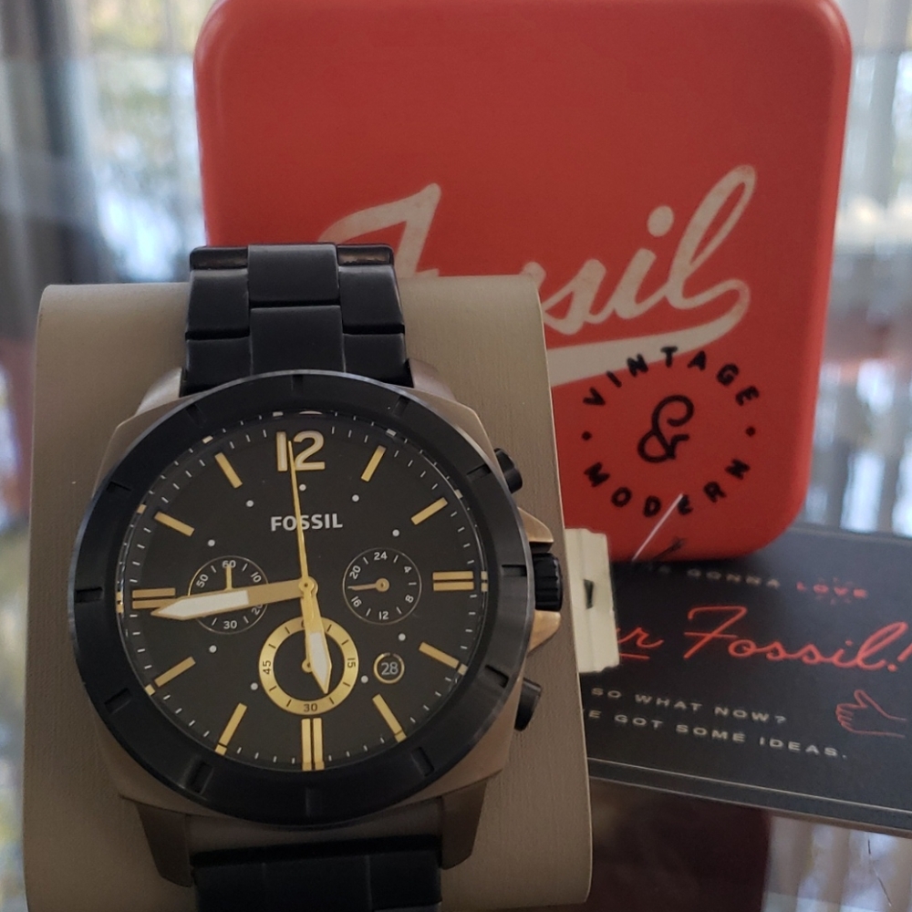 ❌SOLD❌FOSIL PRIVATEER SPORT CRONOGRAF BLACK/GOLD - Picture 9 of 12